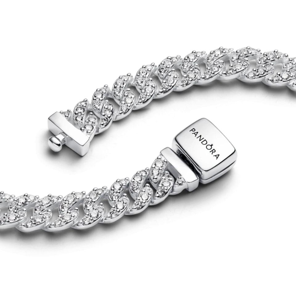 Срібне намисто No Brand Кубинське плетіння з паві 393161C01 45 см (2475922258)