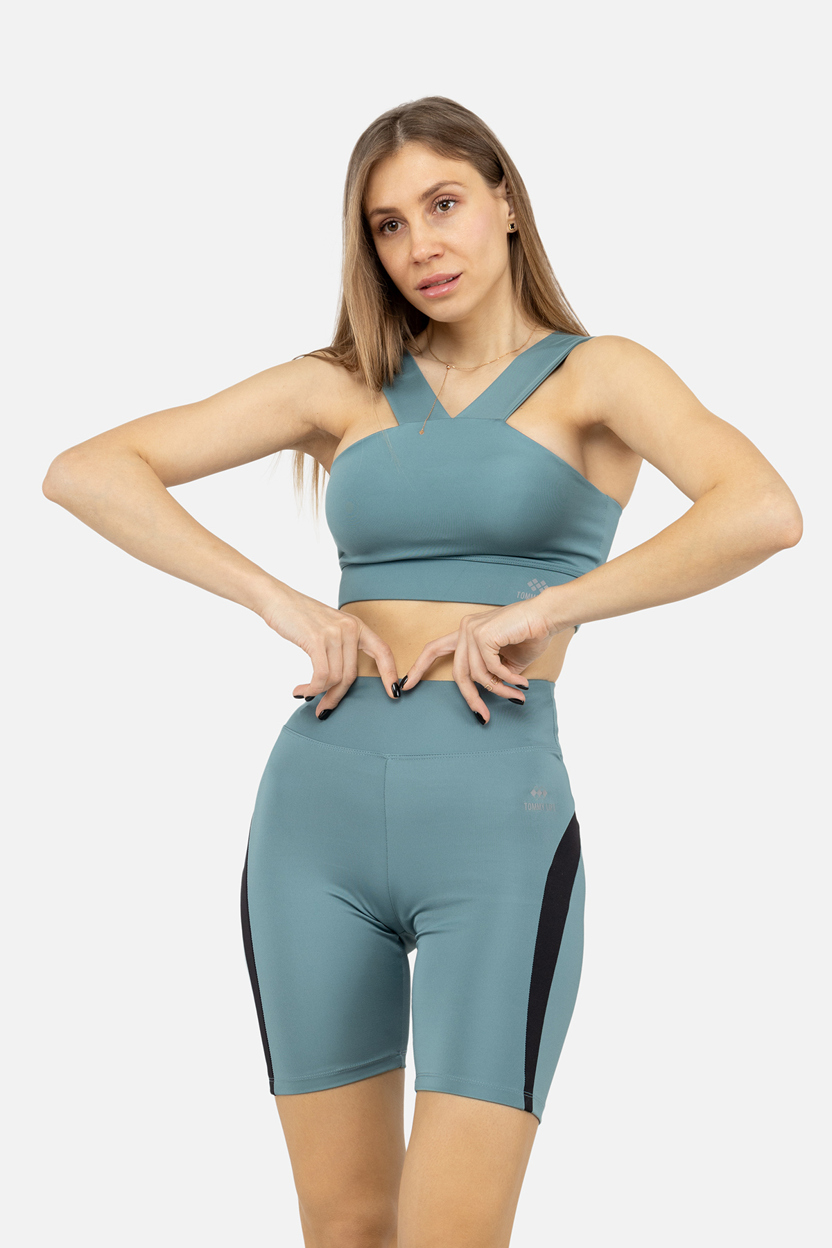 Женские спортивные шорты Tommy Life S Голубой ЦБ-00249984 (SKT000992401)