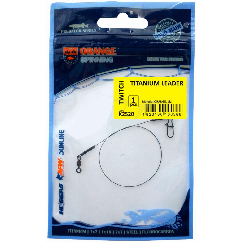 Повідець Ukrspin Orange Spinning титан з вертлюгом 30 см 18 кг 40 lb/0.4 мм Сірий (1013-1590.02.72)