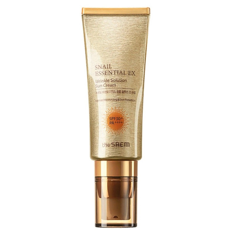 Слимачний сонцезахисний крем The Saem Snail Essential EX Wrinkle Solution Sun Cream SPF50+ PA++++ 40 мл (8806164149584)