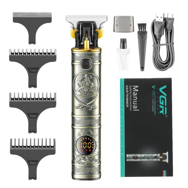 Триммер аккумуляторный для бороды и волос VGR V-097 с LED дисплеем Silver