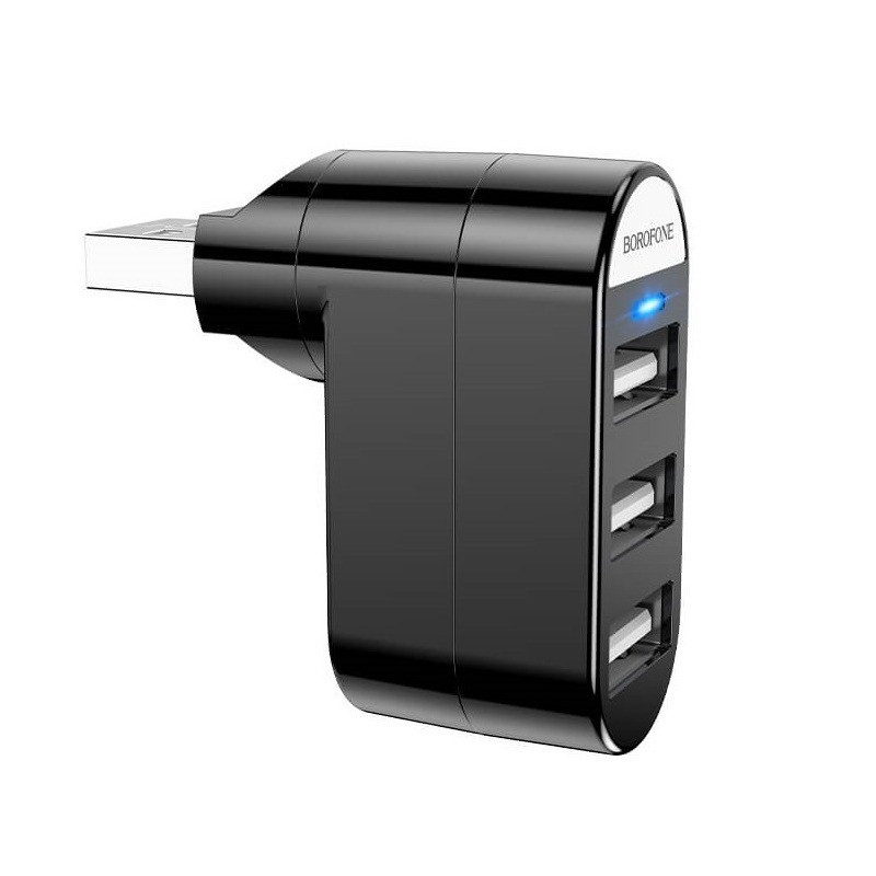 USB HUB розгалужувач BOROFONE DH3 3USBx2.0 Black