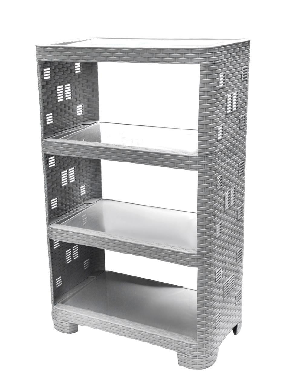 Этажерка Plastic's Craft Ротанг 4-секционная Серый 52х30х83 см 2000181110107