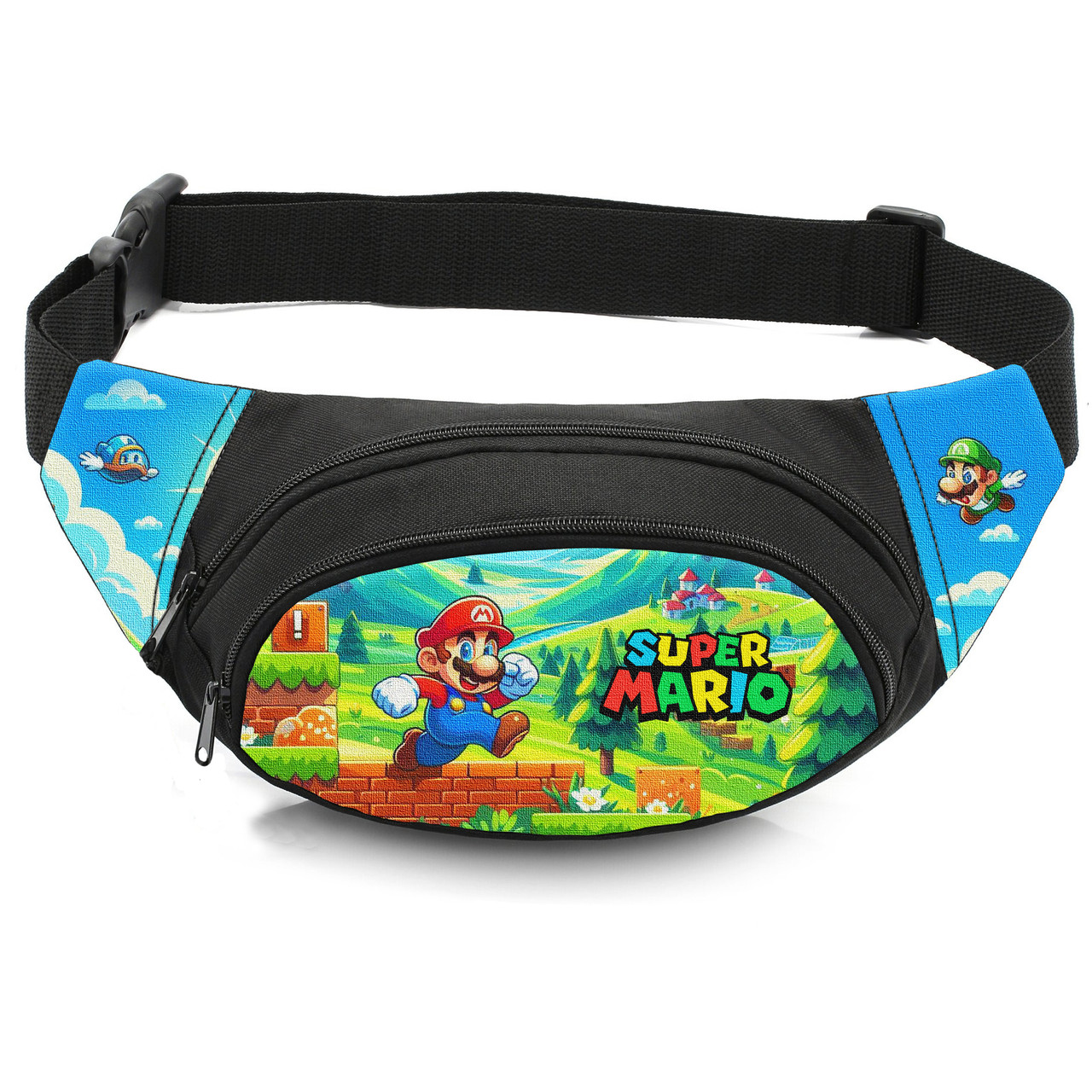 Дитяча сумка-бананка Super Mario, водонепроникна, чорна, 32x8x13 см