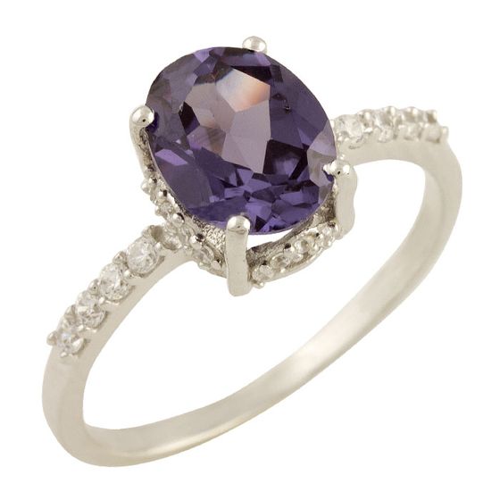 Серебряное кольцо SilverBreeze с натуральным аметистом (0866123) 17.5 Фиолетовый