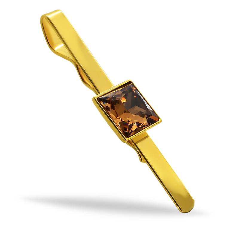 Затискач для краватки KOBI Cetverec зі Swarovski Коричневий (7720-3002-03-35)