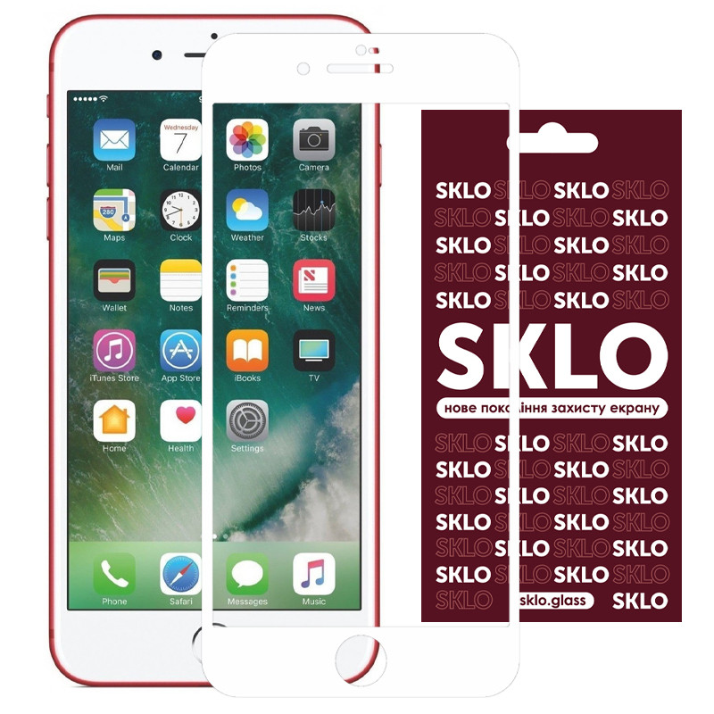Захисне скло SKLO 3D full glue для iPhone SE 2020 Білий 883302