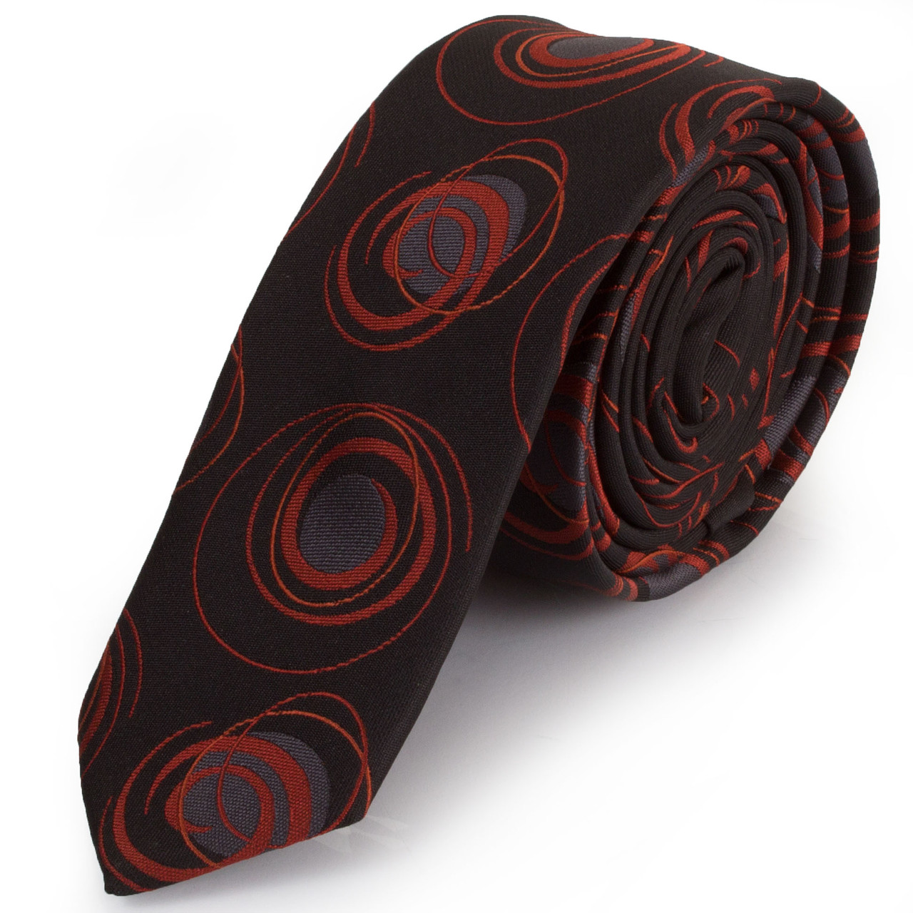 Полиэстеровый узкий галстук Schonau - 09 Черно-коричневый