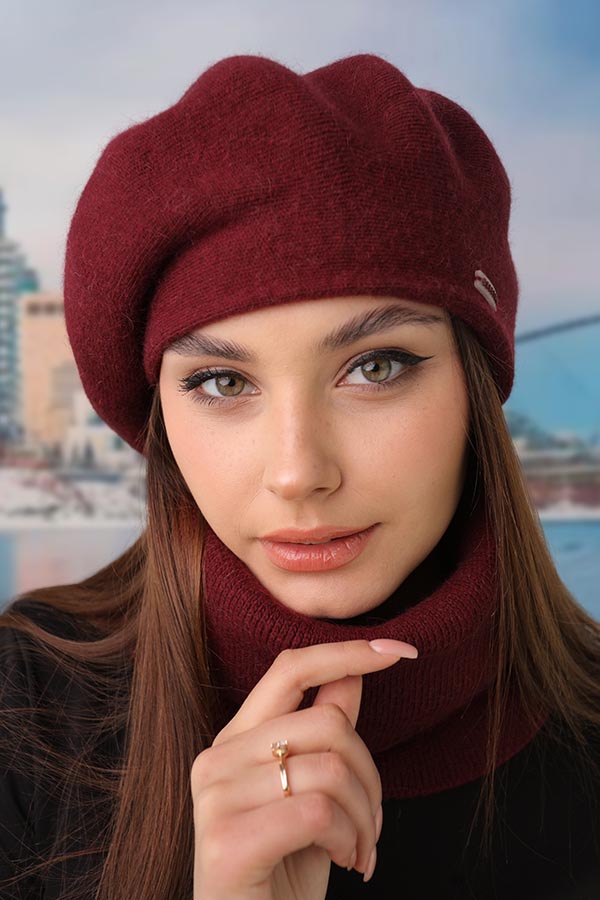 Комплект «Кристина» (берет и баф) Braxton бордовый 56-59