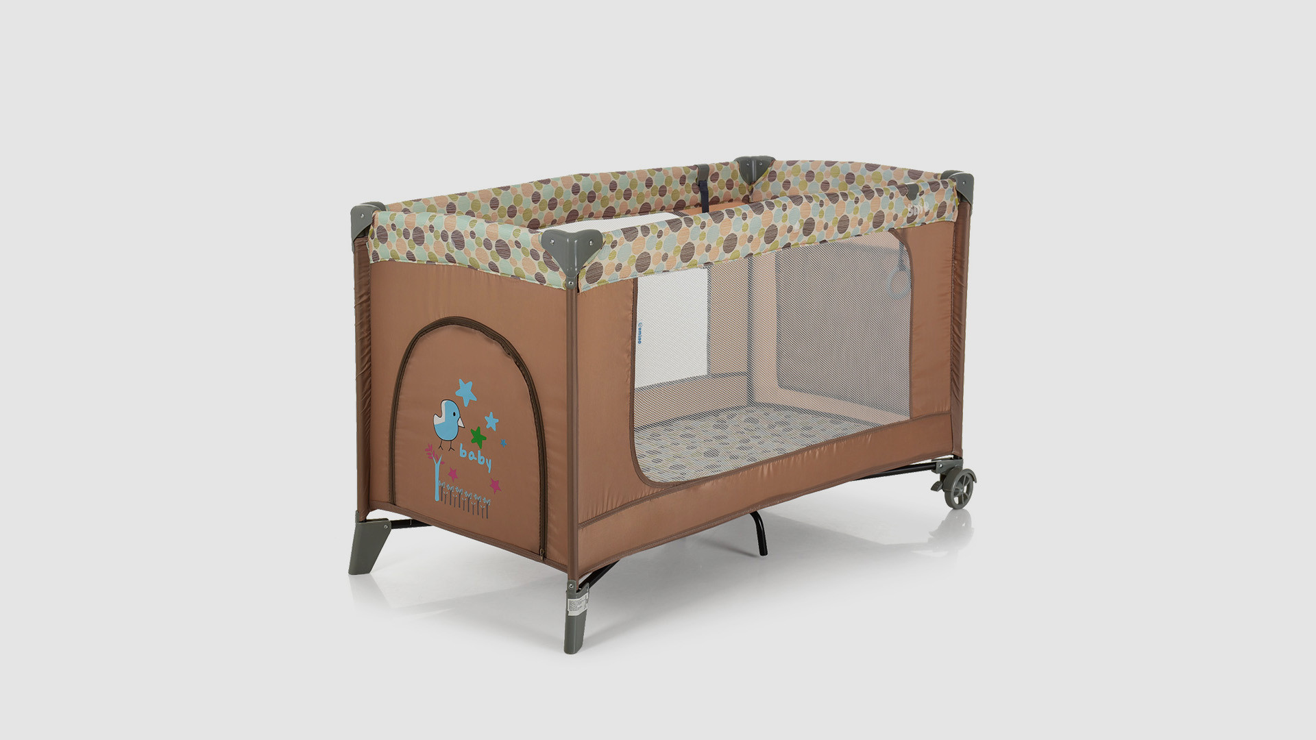 Дитячий манеж EL CAMINO ME 1016 SAFE BEIGE BUBBLES Бежевий (KI0076)