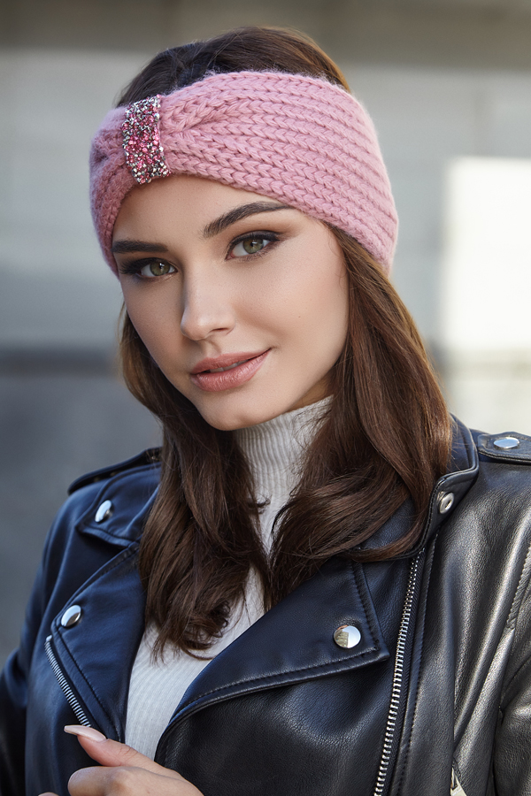 Стильна пов'язка на голову (4656) Braxton пудра 56-59
