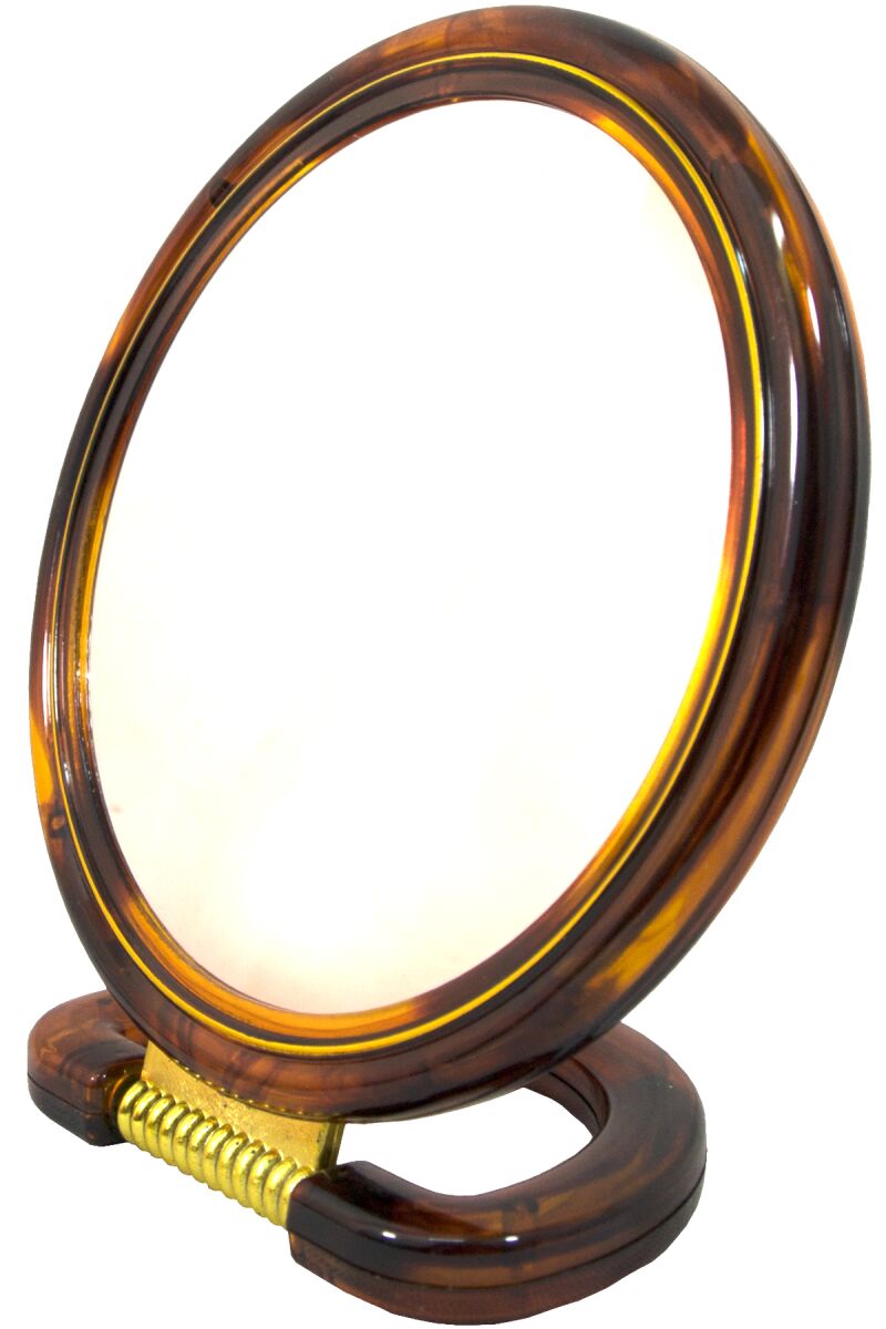 Зеркало настольное двухстороннее 19 х 20 (29) см пластиковое коричневое Mirror 417-8