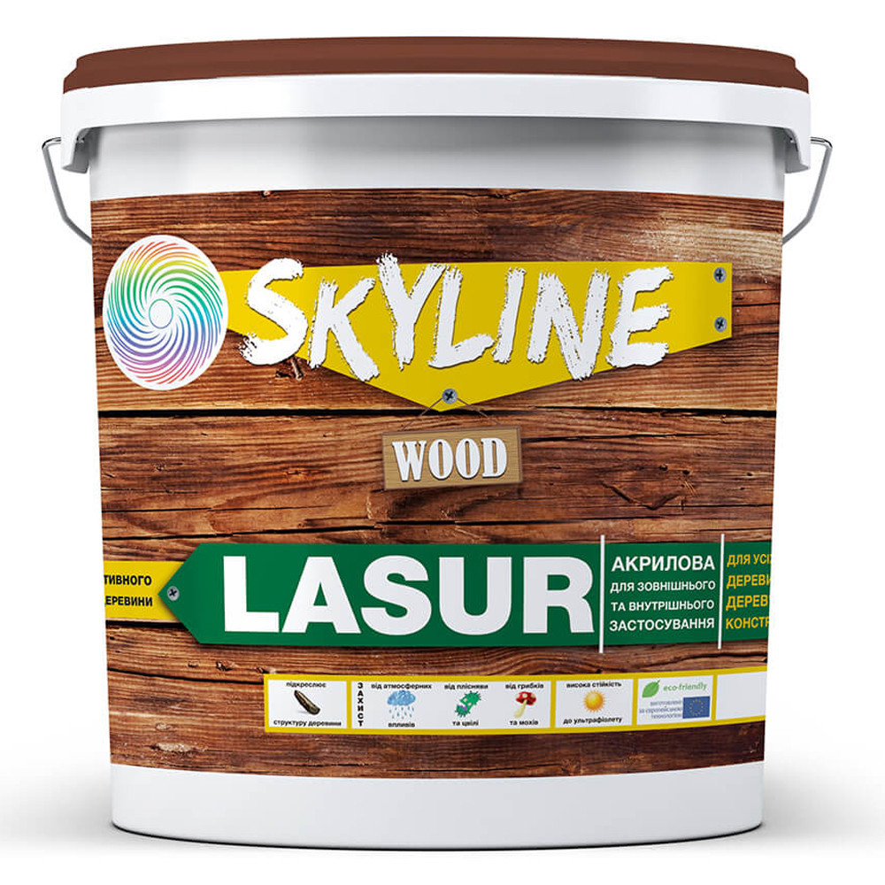 Лазурь декоративно-защитная для обработки дерева SkyLine LASUR Wood Тик 10л