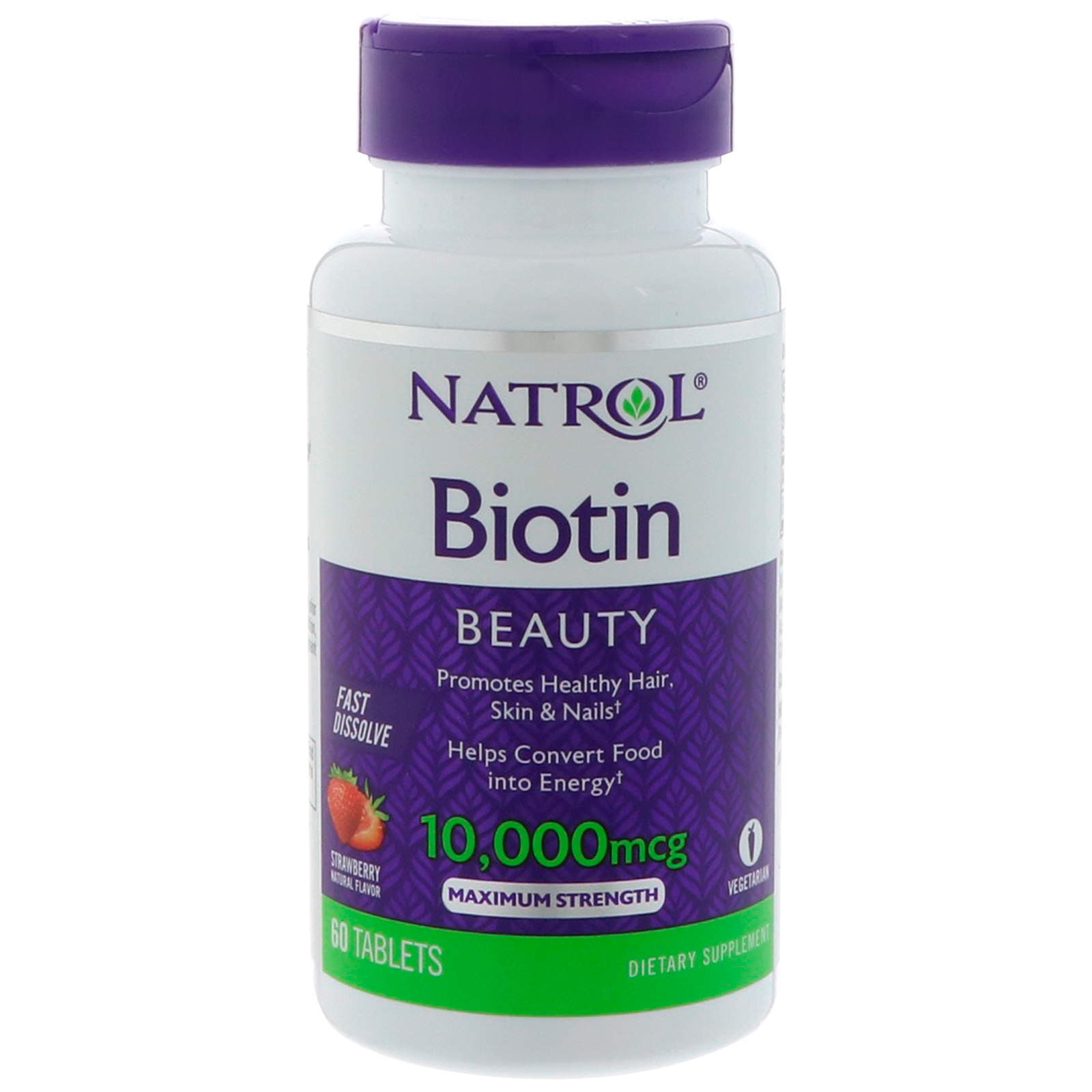 Біотин Natrol Полуниця 10000 мкг 60 таблеток (10853)