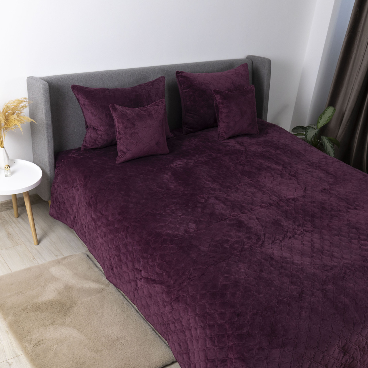 Покрывало ТЕП VELOUR 220х240 см бордо Ромб