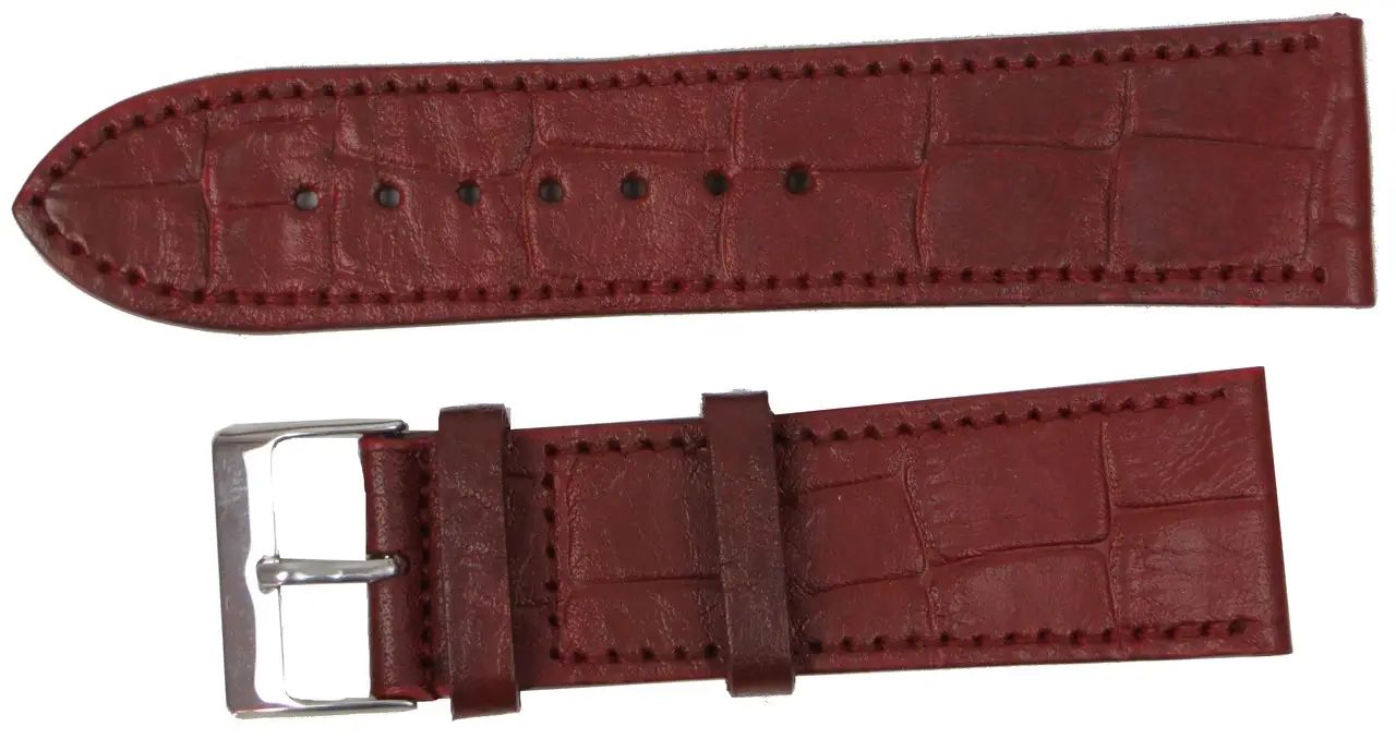 Ремешок для часов из кожи Mykhail Ikhtyar 24 мм Бордовый (S718-24-1S bordo)