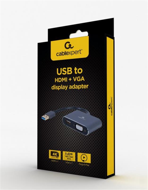 Адаптер Cablexpert HDMI VGA USB F/M 0.15 м Black (A-USB3-HDMIVGA-01)