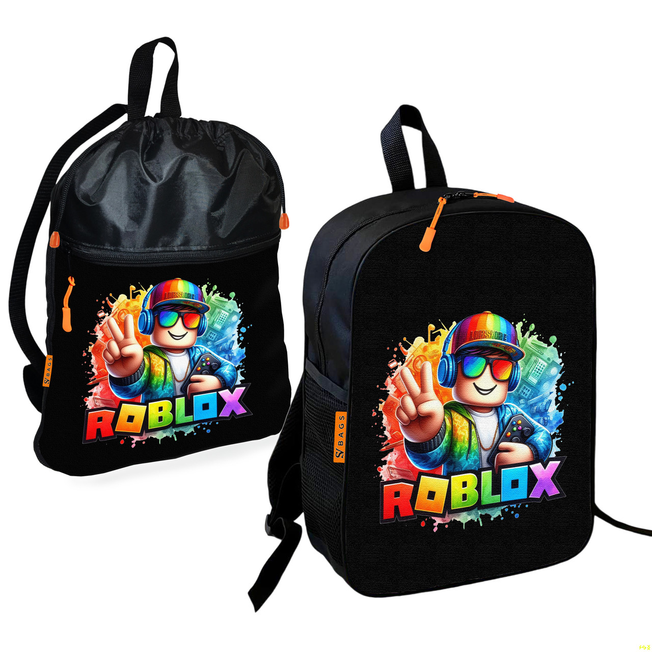 Дитячий шкільний рюкзак з принтом Roblox та сумкою для взуття, водонепроникний, 2 предмети