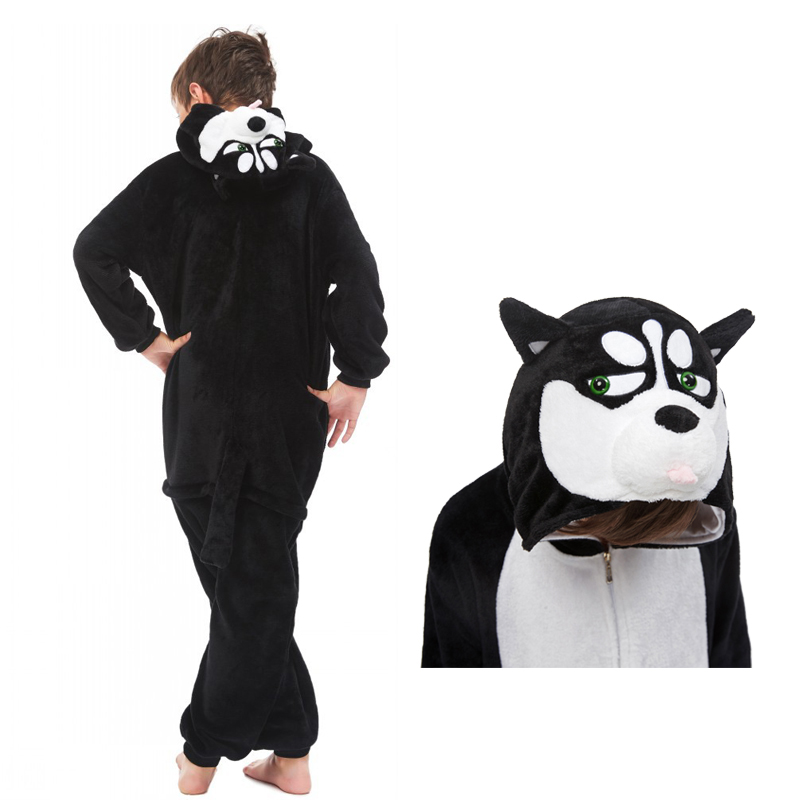 Пижама Кигуруми детская BearWear Хаски New (на молнии) XS 95 - 105 см Черный (K0W1-0135-XS)