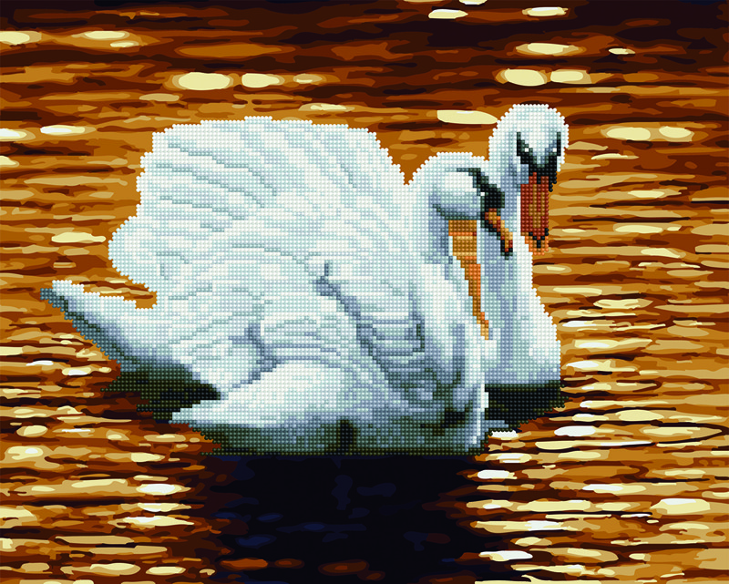 Алмазная мозаика-картина BrushMe Лебеди на пруду 40х50 см GZS1112