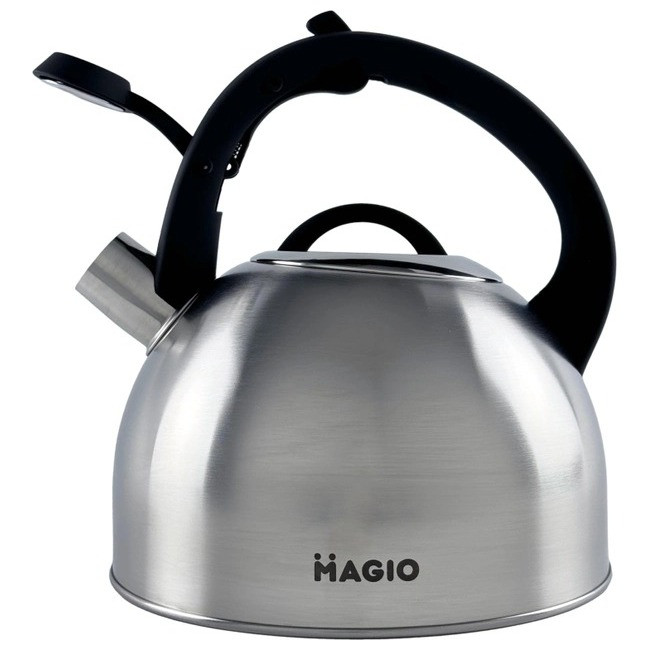 Чайник для плити зі свистком 2,5л MAGIO MG-1192 Steel/Black