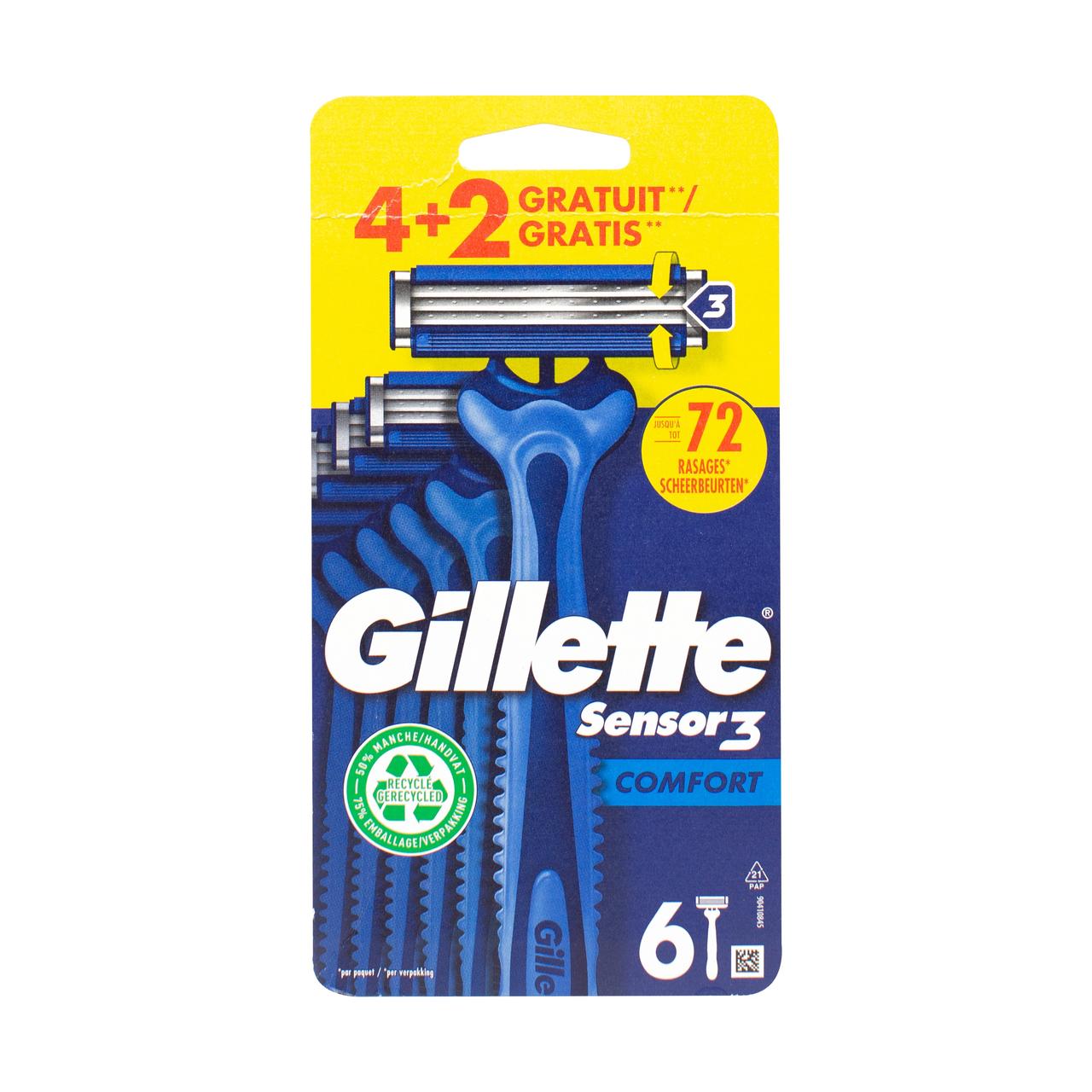 Одноразовые бритвы для бритья мужские Gillette Sensor 3 4+2 шт