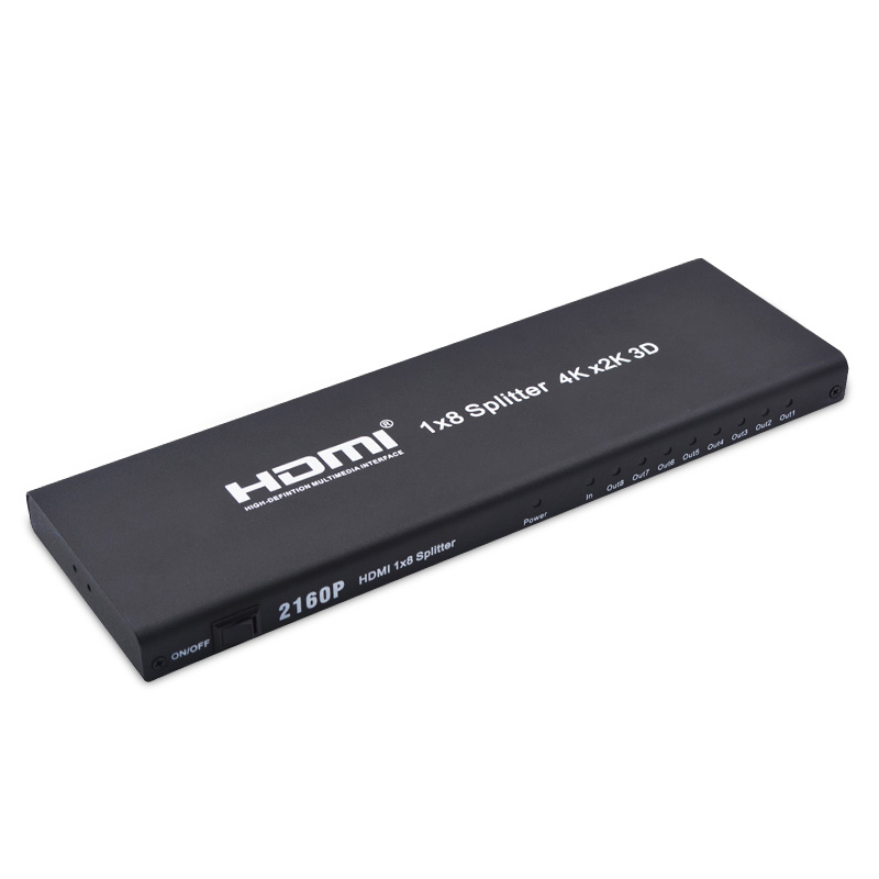 Перехідник моніторний Lucom HDMI 1x8 (Splitter) Act 4K@30Hz 3D Metal чорний (62.09.8066)