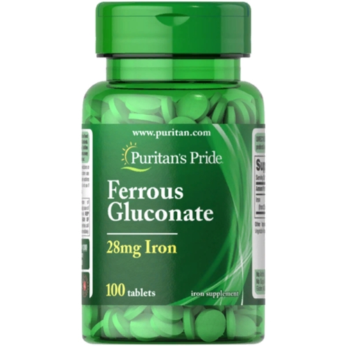 Микроэлемент Железо Puritan's Pride Ferrous Gluconate 28 mg Iron 100 Tabs