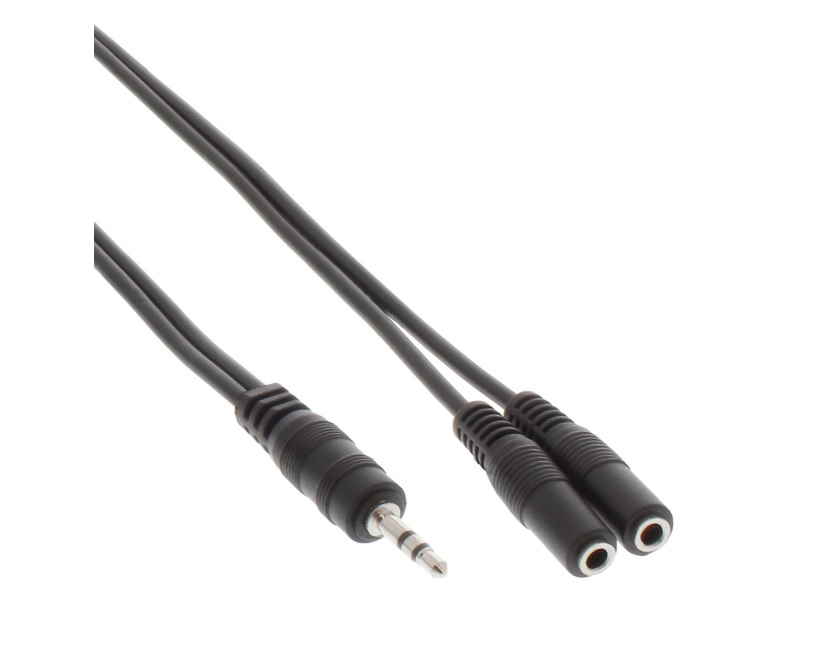 Перехідник аудіо InLine Jack 3.5mm 3pin 1x2 M/F (Splitter) 2.00m Stereo-Stereo чорний (77.B9.9300)