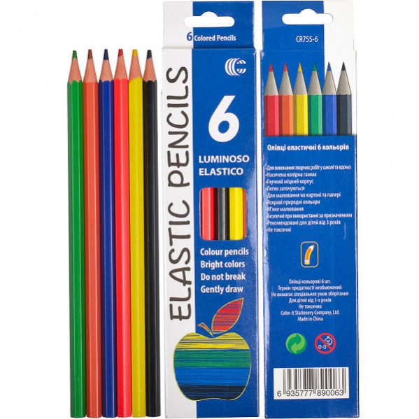 Карандаши 6 цветов Metr+ CR755-6 Luminoso elastico С