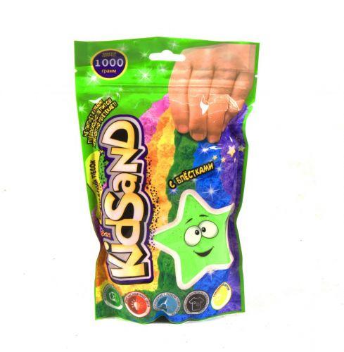 Кинетический песок Danko Toys KidSand, в пакете, 1000 г зелёный KS-03-01