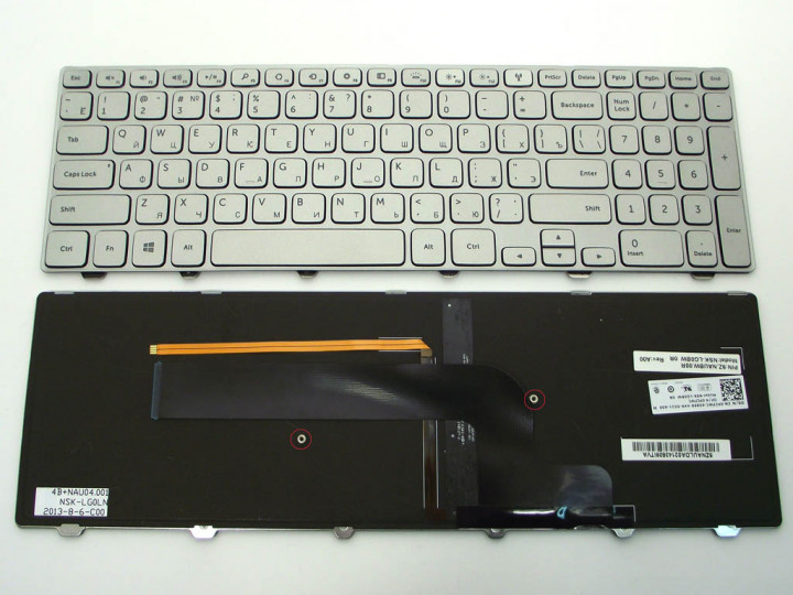 Клавиатура для ноутбука DELL Inspiron 15-7000, 7537 Series Silver, RU