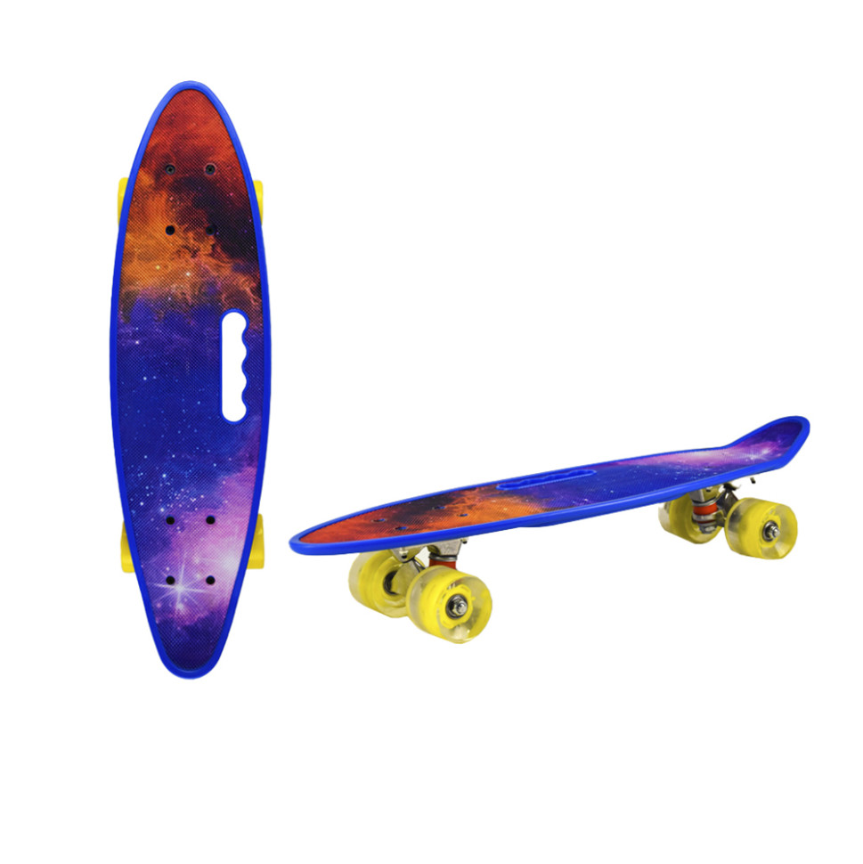 Пенни борд "Space" 24" Bambi SC20519 с ручкой PU колеса со светом