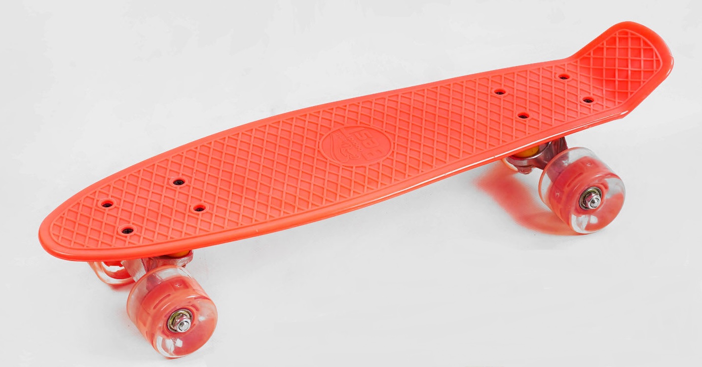 Скейт Пенни борд Best Board со светящимися PU колёсами 55 см Orange (137902)
