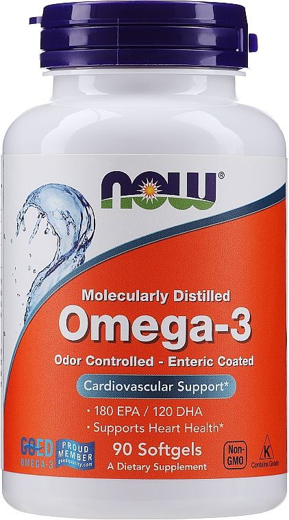 Омега-3 Now Foods 180 ЭПК/ 120 ДГК 90 гелевых капсул