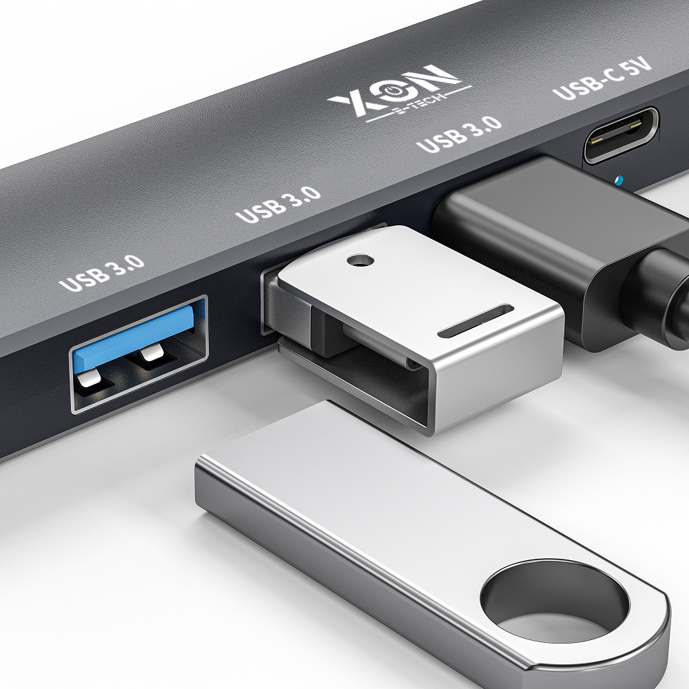 USB-хаб XON SmartHub 5 в 1 USB3.0, 3хUSB2.0, Type-C Черный (UHCHP052332B 5108)