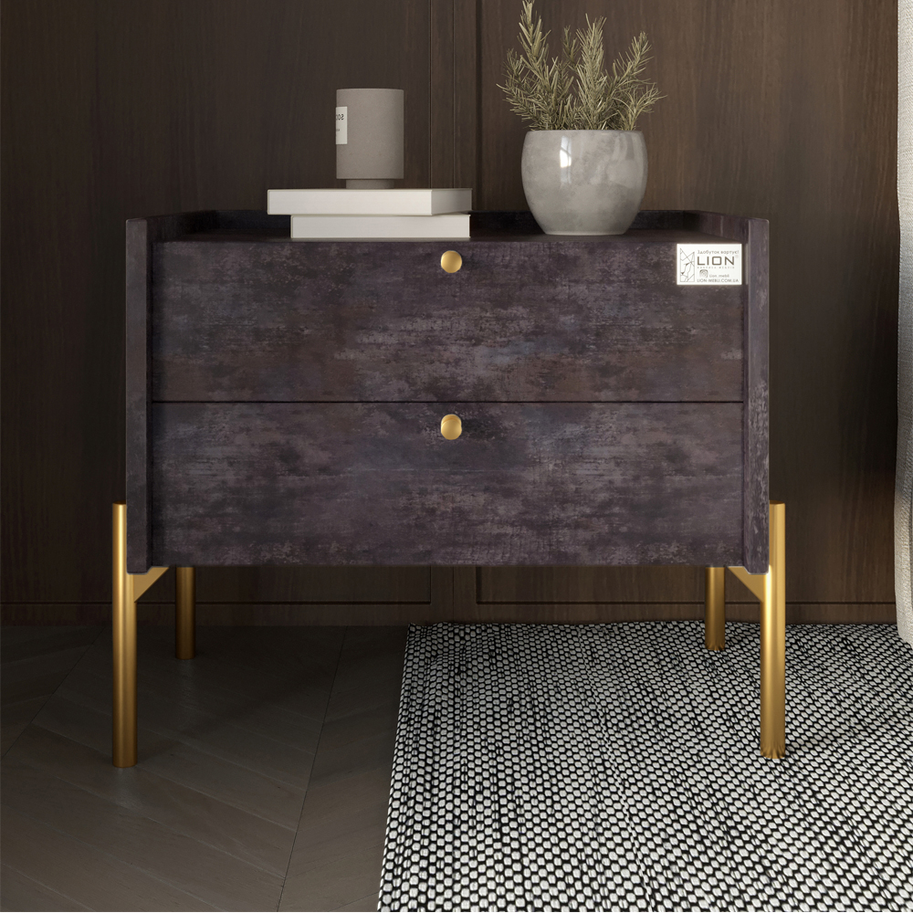 Тумба прикроватная Lion Wood 50x40x44 см Бетон темный (LION-041340)