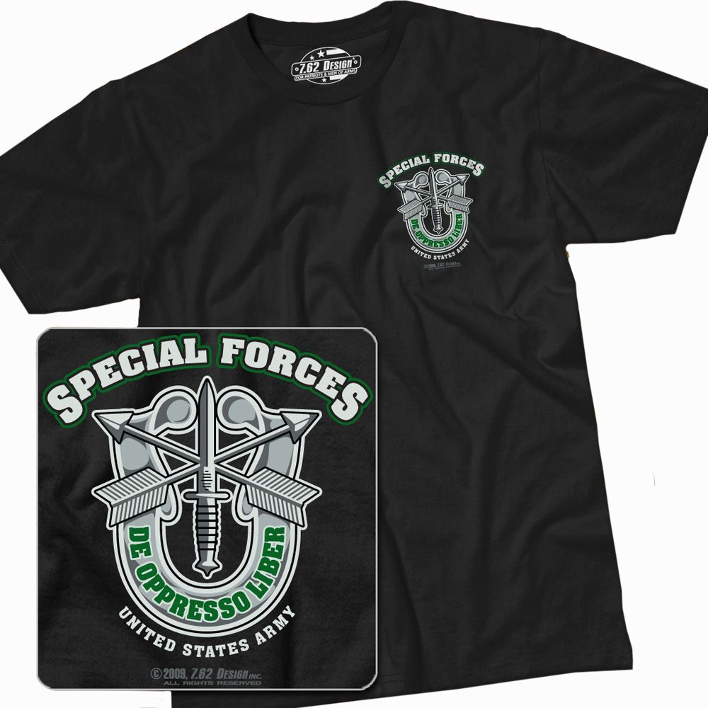 Футболка 7.62 Army Special Forces Green Beret Black L Чорний (BAT-001-384BK)