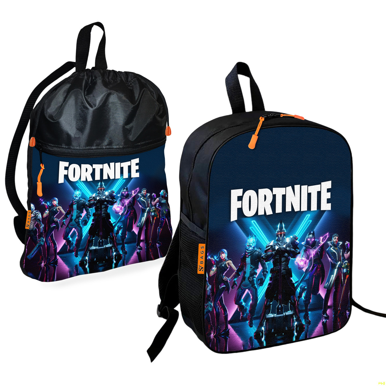 Дитячий шкільний рюкзак з сумкою для взуття Fortnite, 36×27 см, 2 шт — арт. 2619321336