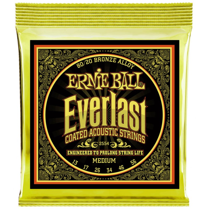 Струни для акустичної гітари Ernie Ball 2554 Everlast 80/20 Bronze Medium Acoustic 13/56