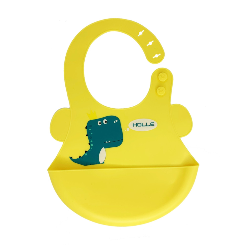 Слюнявчик силиконовый "Дино" Mega Zayka MGZ-0616(Yellow) с карманом