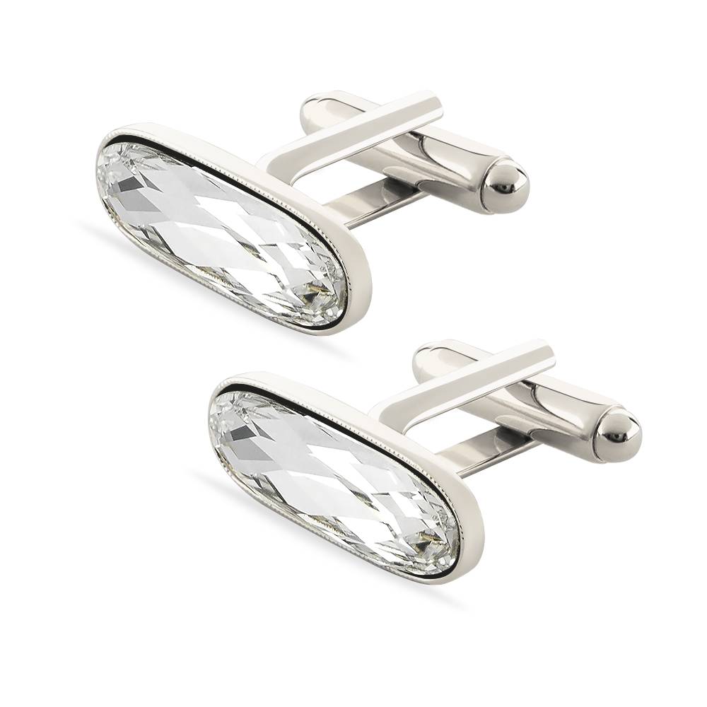 Запонки KOBI Oval зі Swarovski Білий (7720-1001-02-32)