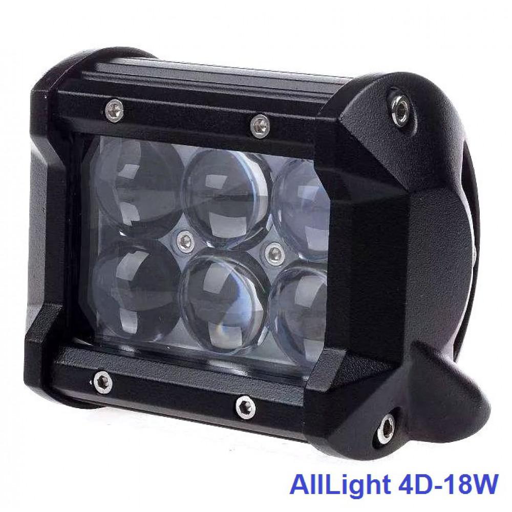 Світлодіодна фара AllLight 4D 18W 6chip CREE дальній 9-30V