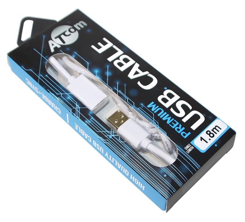 Кабель Atcom 13425 USB 2.0 AM/AF 1.8м белый Gold plated блистер