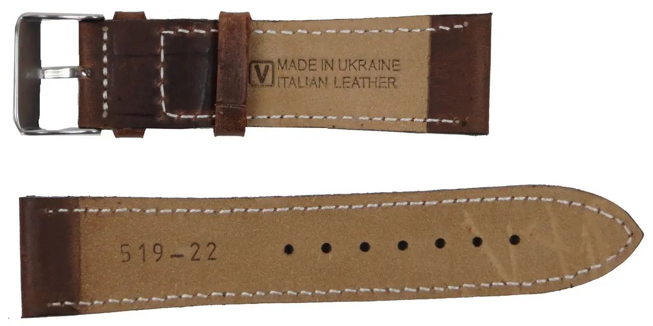 Ремешок для часов из кожи Mykhail Ikhtyar 22 мм Коричневый (S519-22S brown)