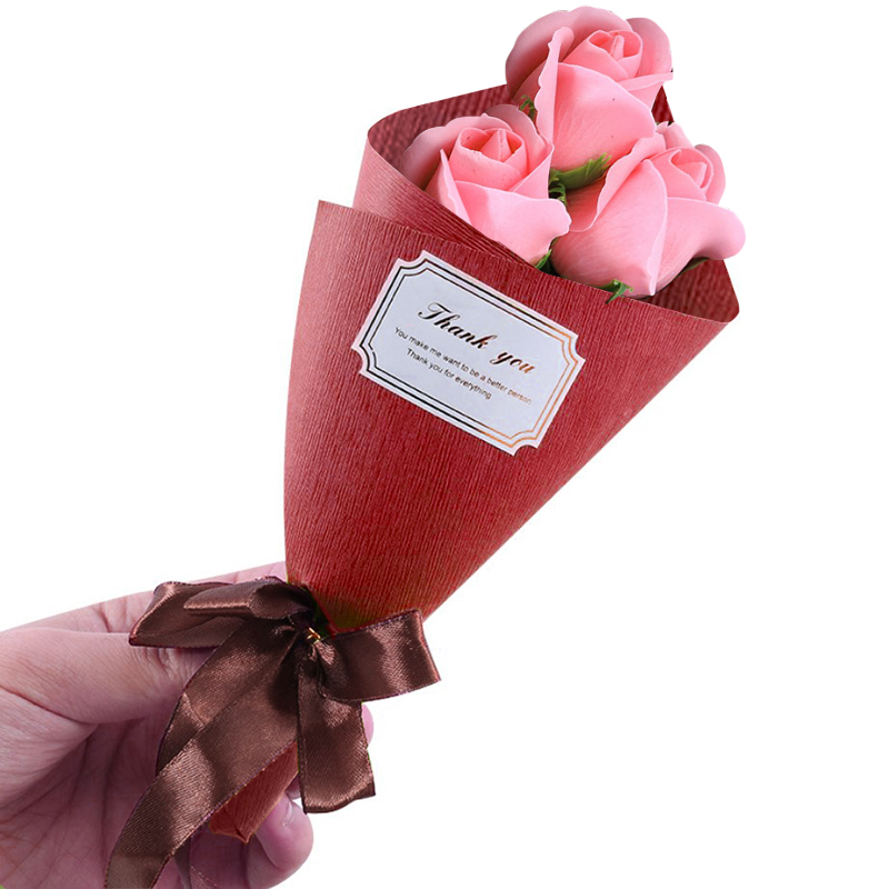 Подарунковий букет 3 троянди з мила Lesko L-4136 Pink