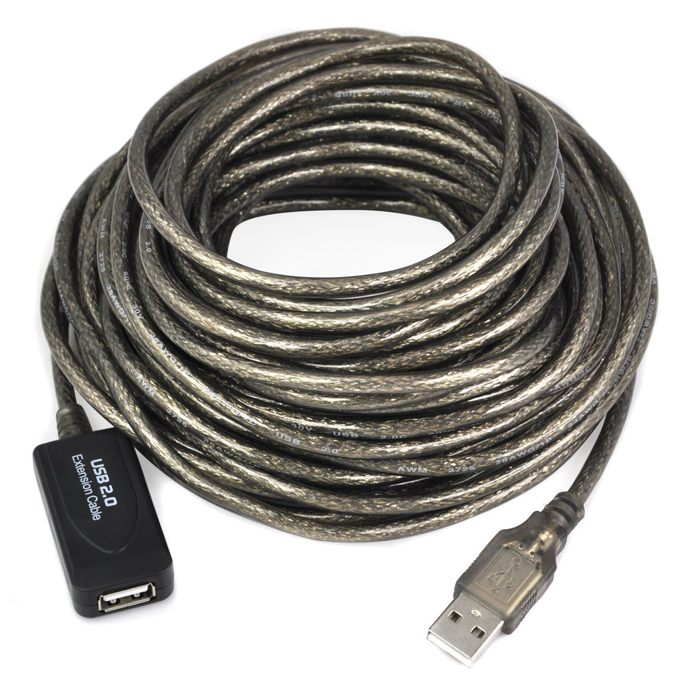 Подовжувач пристроїв активн Lucom USB2.0 A M/F (Active) 15.0m D=5.0mm AWG22 Ferrite Nickel прозорий (78.01.4366)