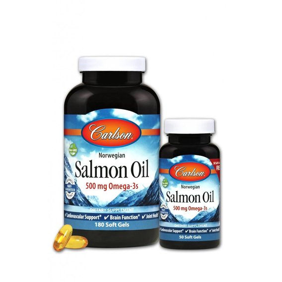 Жир лосося Carlson Labs Norwegian Salmon Oil 500 mg 180+50 Soft Gels