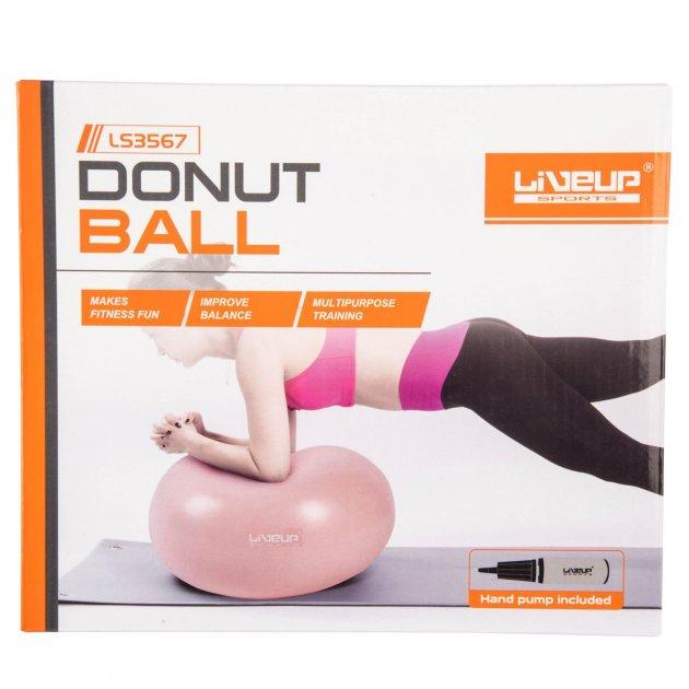 Фитбол LiveUP DONUT BALL розовый 45х25см LS3567-p