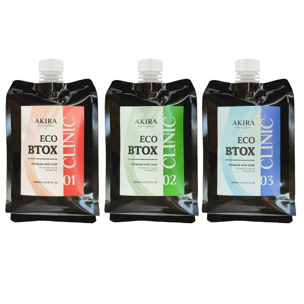 Набор средств для восстановления волос Akira Eco Btox Hair Clinic 01,02,03 1000 мл